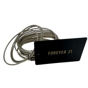 Forever 21 Silver Bunch Of Bracelets Bangles Medium Large Fashion Jewelry NEW